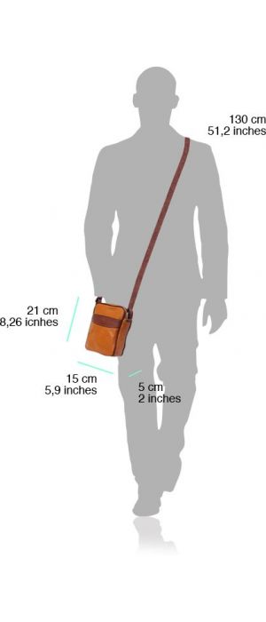 Ανδρικο Δερματινο Τσαντακι Ωμου Firenze Leather B032 Σκουρο /Μπεζ