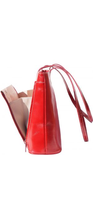Δερμάτινη Τσαντα Ωμου Ludovica Firenze Leather 215 Σκουρο Κόκκινο