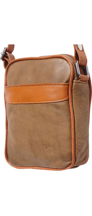 Ανδρικο Δερματινο Τσαντακι Ωμου Firenze Leather B032 Σκουρο /Μπεζ