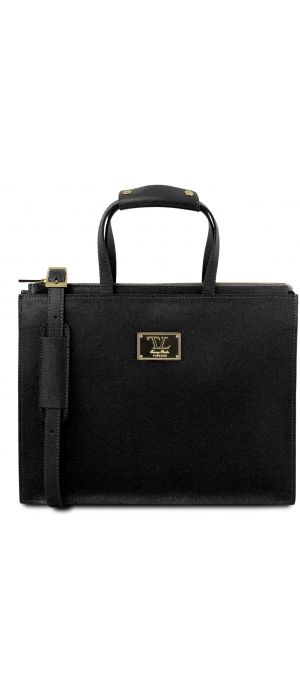 Γυναικεία Επαγγελματική Τσάντα Δερμάτινη Palermo TL141369 Μαύρο Tuscany Leather