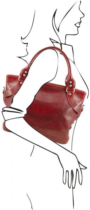 Γυναικεία Τσάντα Δερμάτινη Ilenia Κόκκινο Tuscany Leather