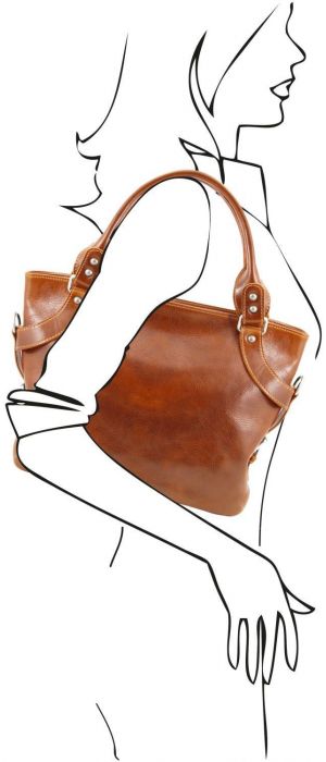 Γυναικεία Τσάντα Δερμάτινη Ilenia Μελί Tuscany Leather