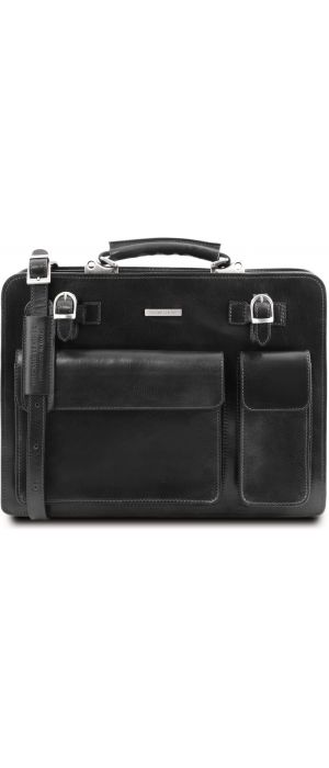 Επαγγελματική Τσάντα Δερμάτινη Venezia Μαύρο Tuscany Leather
