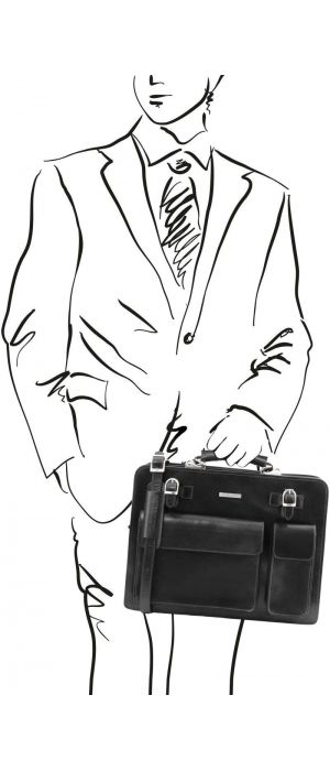 Επαγγελματική Τσάντα Δερμάτινη Venezia Μαύρο Tuscany Leather