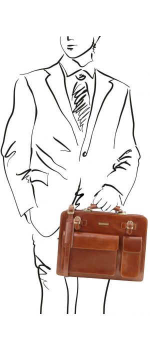 Επαγγελματική Τσάντα Δερμάτινη Venezia Μελί Tuscany Leather