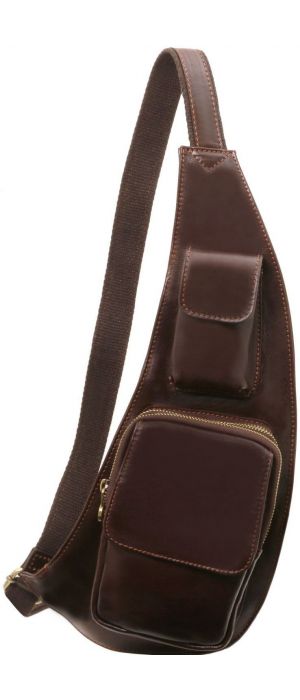 Ανδρικό Τσαντάκι Πλάτης Δερμάτινο TL141352 Καφέ Σκούρο Tuscany Leather