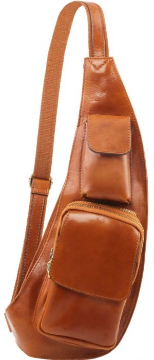 Ανδρικό Τσαντάκι Πλάτης Δερμάτινο TL141352 Μελί Tuscany Leather