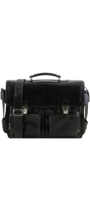 Επαγγελματική Τσάντα Δερμάτινη Ventimiglia με Smart Connect™ Μαύρο Tuscany Leather