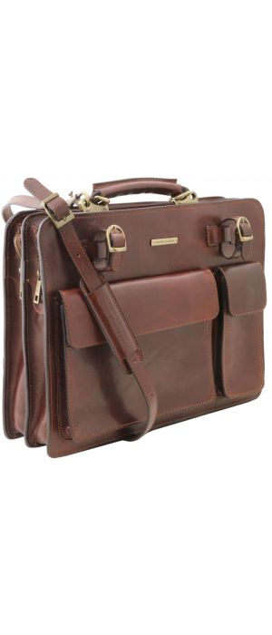 Επαγγελματική Τσάντα Δερμάτινη Venezia Κόκκινο Tuscany Leather