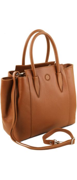 Γυναικεία Τσάντα Δερμάτινη Tulipan TL141727 Κονιάκ Tuscany Leather