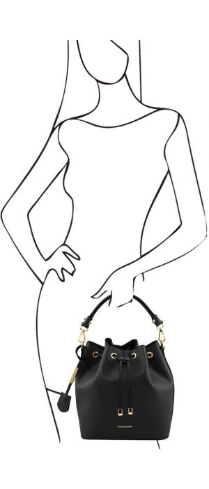 Γυναικεία Τσάντα Δερμάτινη Vittoria Μαύρο Tuscany Leather