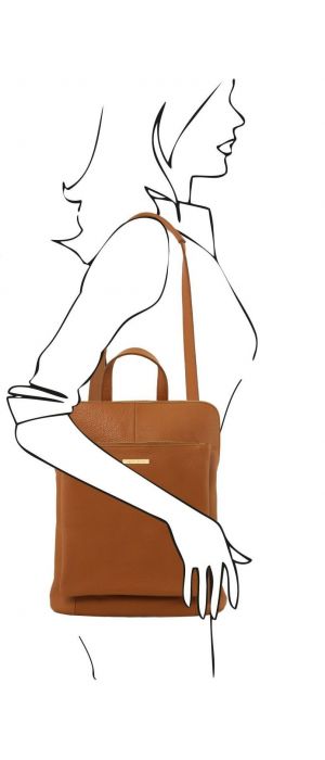 Γυναικεία Τσάντα Πλάτης - Ώμου Δερμάτινη TL141682 Κονιάκ Tuscany Leather