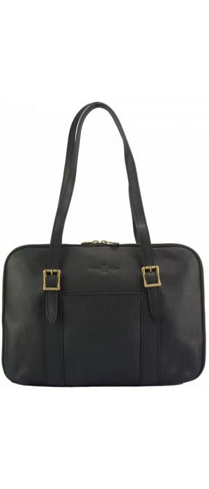 Δερμάτινη Τσάντα Ώμου Tote Iéna Firenze Leather 7555 Μαύρο