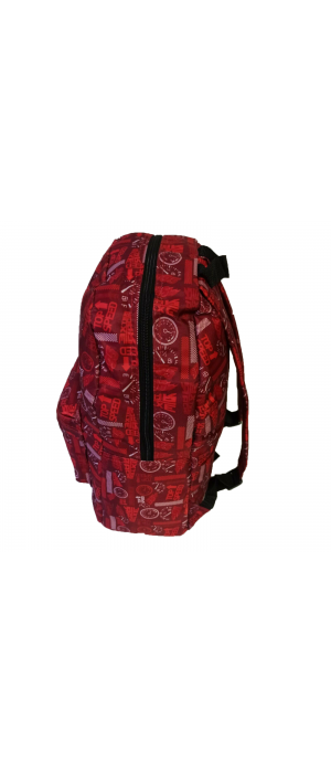 Τσάντα Πλάτης Πολυεστέρα Geometric 30x15x39cm Κόκκινο