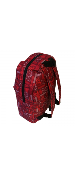 Τσάντα Πλάτης Πολυεστέρα Geometric 30x15x39cm Κόκκινο