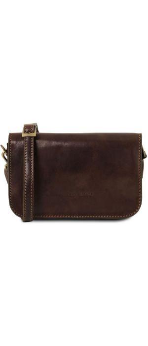 Γυναικείο Τσαντάκι Ώμου Δερμάτινο Tuscany Leather TL141713 Καφέ σκούρο