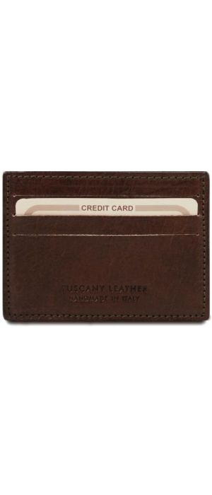 Δερμάτινη θήκη για Επαγγελματικές / Πιστωτικές κάρτες Tuscany Leather TL140805 Καφέ σκούρο