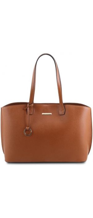 Γυναικεία Τσάντα Ώμου Δερμάτινη Tuscany Leather TL141828 Κονιάκ