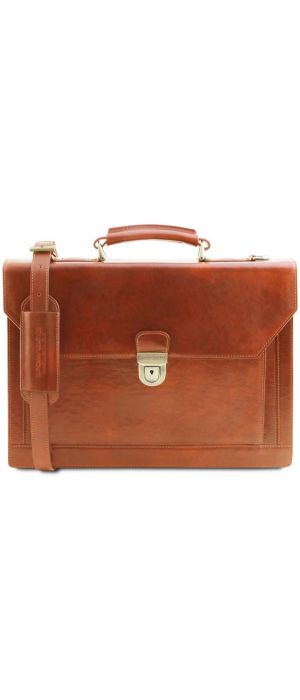 Ανδρική Επαγγελματική Τσάντα Δερμάτινη Cremona 15 ίντσες Tuscany Leather TL141732 Μελί