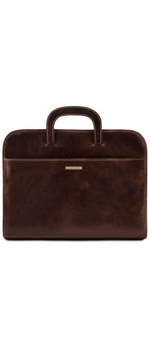 Επαγγελματική Τσάντα Δερμάτινη Sorrento Tuscany Leather TL141022 Καφέ σκούρο