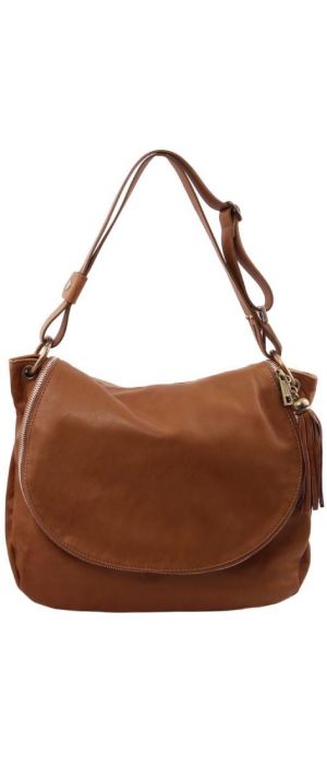 Γυναικεία Τσάντα Δερμάτινη Tuscany Leather TL141110 Κανελί
