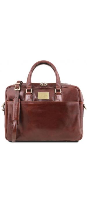 Τσάντα Laptop Δερμάτινη Urbino 15.6 ίντσες TL141241 Tuscany Leather Καφέ