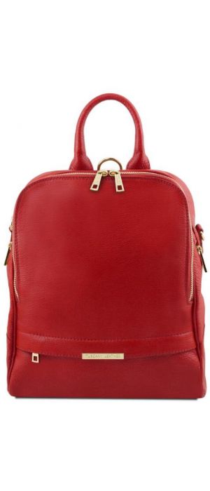 Γυναικεία Τσάντα Πλάτης & Ώμου Δερμάτινη Tuscany Leather TL141376 Κόκκινο lipstick