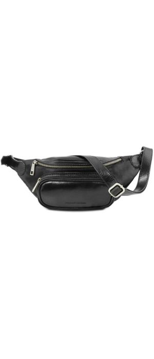 Ανδρικό Τσαντάκι Μέσης Δερμάτινο Tuscany Leather TL141797 Μαύρο