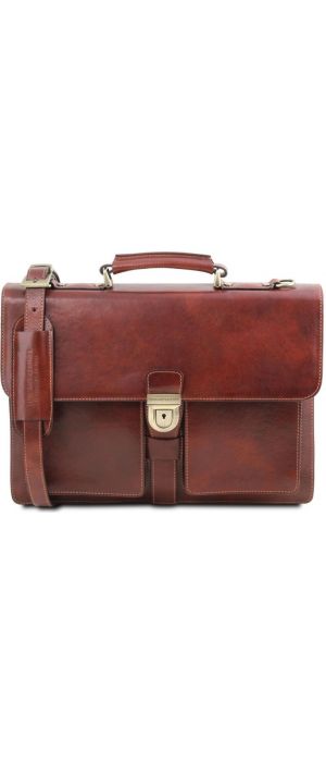 Ανδρική Επαγγελματική Τσάντα Δερμάτινη Assisi 15 ίντσες Tuscany Leather TL141825 Καφέ