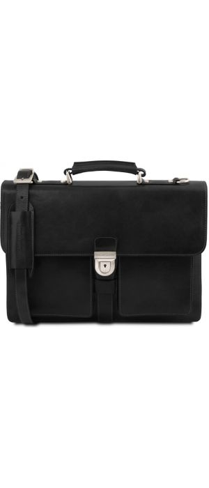 Ανδρική Επαγγελματική Τσάντα Δερμάτινη Assisi 15 ίντσες Tuscany Leather TL141825 Μαύρο