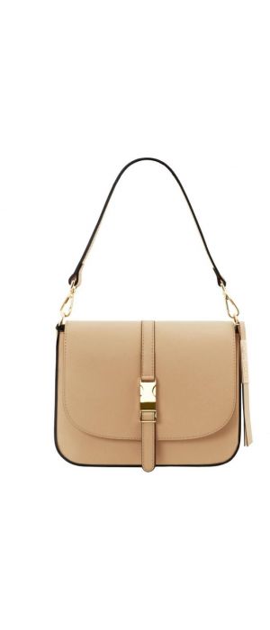 Γυναικεία τσάντα δερμάτινη Nausica Tuscany Leather TL141598 Σαμπανιζέ