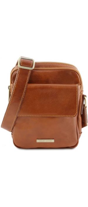 Ανδρικό Τσαντάκι Δερμάτινο Larry Tuscany Leather TL141915 Μελί