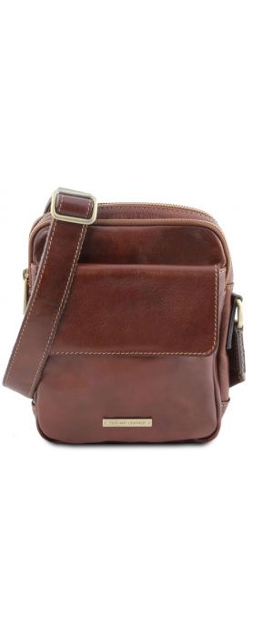 Ανδρικό Τσαντάκι Δερμάτινο Larry Tuscany Leather TL141915 Καφέ