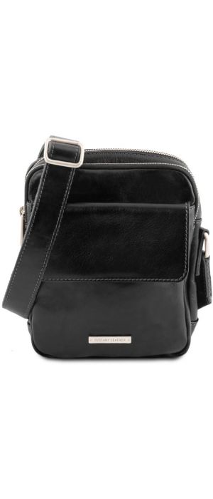 Ανδρικό Τσαντάκι Δερμάτινο Larry Tuscany Leather TL141915 Μαύρο