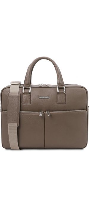 Τσάντα Laptop Δερμάτινη Treviso 17 ίντσες Tuscany Leather TL141986 Σταχτί σκούρο