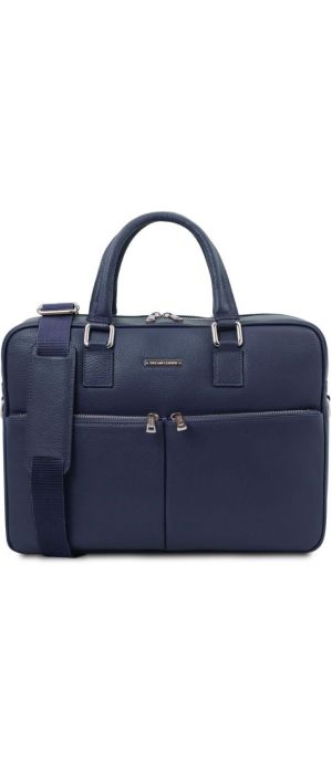 Τσάντα Laptop Δερμάτινη Treviso 17 ίντσες Tuscany Leather TL141986 Μπλε σκούρο