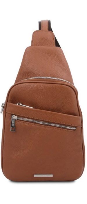 Ανδρικό Τσαντάκι Δερμάτινο Albert Tuscany Leather TL142022 Κονιάκ