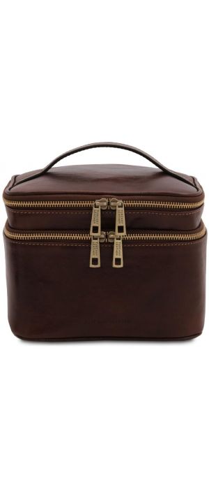 Τσαντάκι Καλλυντικών Δερμάτινο Eliot Tuscany Leather TL142045 Καφέ σκούρο