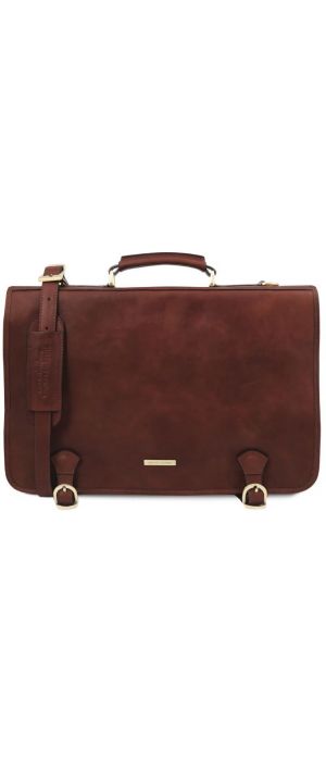 Επαγγελματική Τσάντα Δερμάτινη Ancona 17 ίντσες Tuscany Leather TL142073 Καφέ
