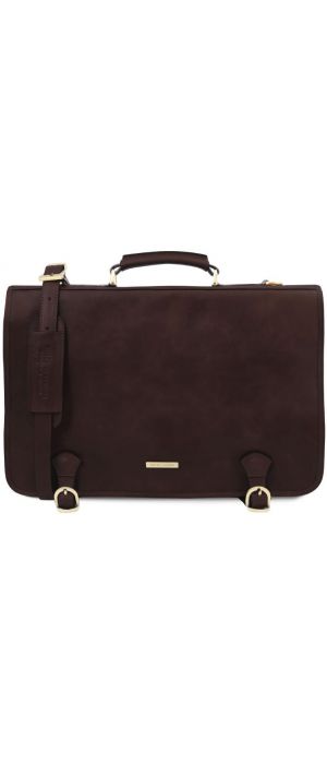 Επαγγελματική Τσάντα Δερμάτινη Ancona 17 ίντσες Tuscany Leather TL142073 Καφέ σκούρο