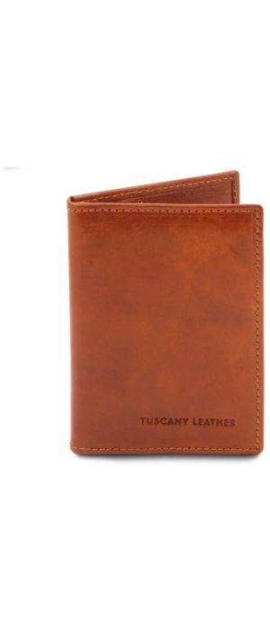 Δερμάτινη θήκη για Επαγγελματικές / Πιστωτικές κάρτες Tuscany Leather TL142063 Μελί