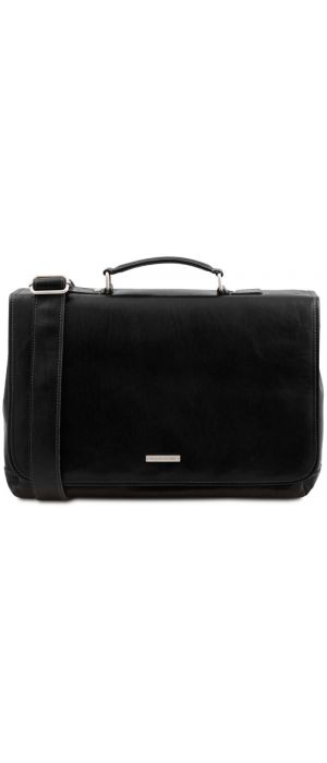 Ανδρική Τσάντα Δερμάτινη Mantova με Smart Connect 15.6 ίντσες Tuscany Leather TL142068 Μαύρο
