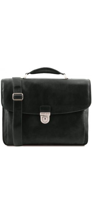 Επαγγελματική Τσάντα Δερμάτινη Alessandria με Smart Connect 15.6 ίντσες Tuscany Leather TL142067 Μαύρο
