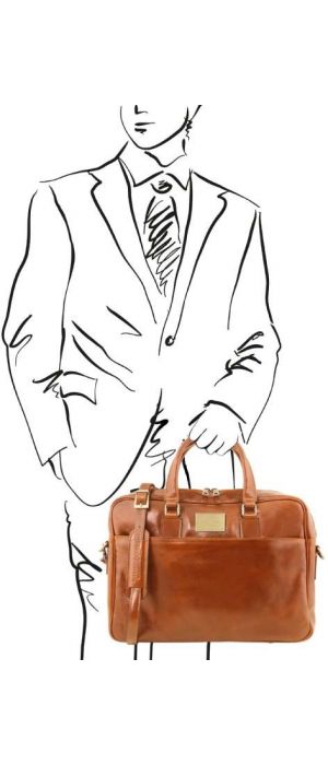 Τσάντα Laptop Δερμάτινη Urbino 15.6 ίντσες TL141241 Tuscany Leather Μελί