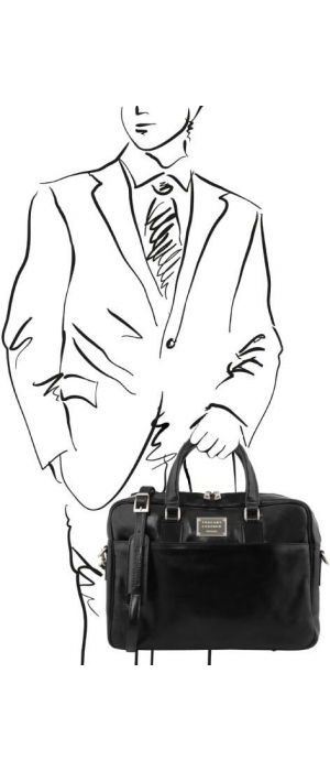 Τσάντα Laptop Δερμάτινη Urbino 15.6 ίντσες Tuscany Leather TL141241 Μαύρο