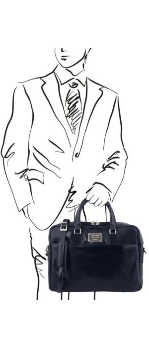 Τσάντα Laptop Δερμάτινη Urbino 15.6 ίντσες Tuscany Leather TL141241 Μπλε σκούρο