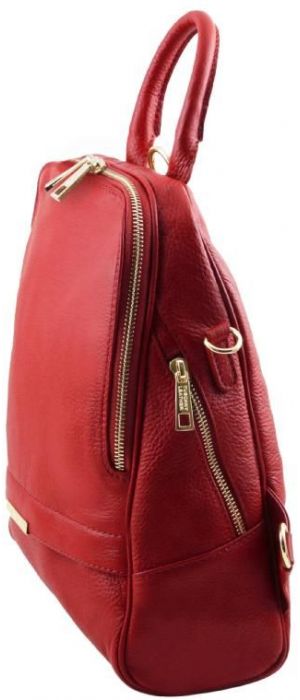 Γυναικεία Τσάντα Πλάτης & Ώμου Δερμάτινη Tuscany Leather TL141376 Κόκκινο lipstick