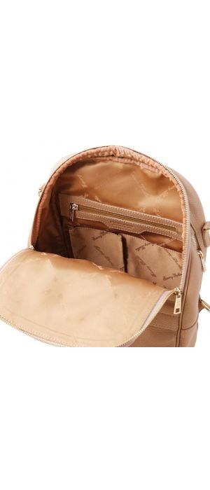Γυναικεία Τσάντα Πλάτης & Ώμου Δερμάτινη Tuscany Leather TL141376 Σαμπανιζέ