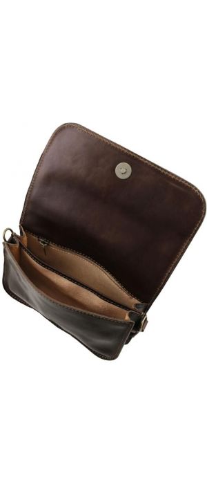 Γυναικείο Τσαντάκι Ώμου Δερμάτινο Tuscany Leather TL141713 Καφέ σκούρο