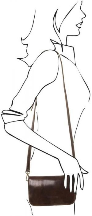 Γυναικείο Τσαντάκι Ώμου Δερμάτινο Tuscany Leather TL141713 Καφέ σκούρο